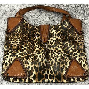Jessica Simpson Cheetah Animal Print Tote Shoulder Bag Large Purse Brown 18”x7”